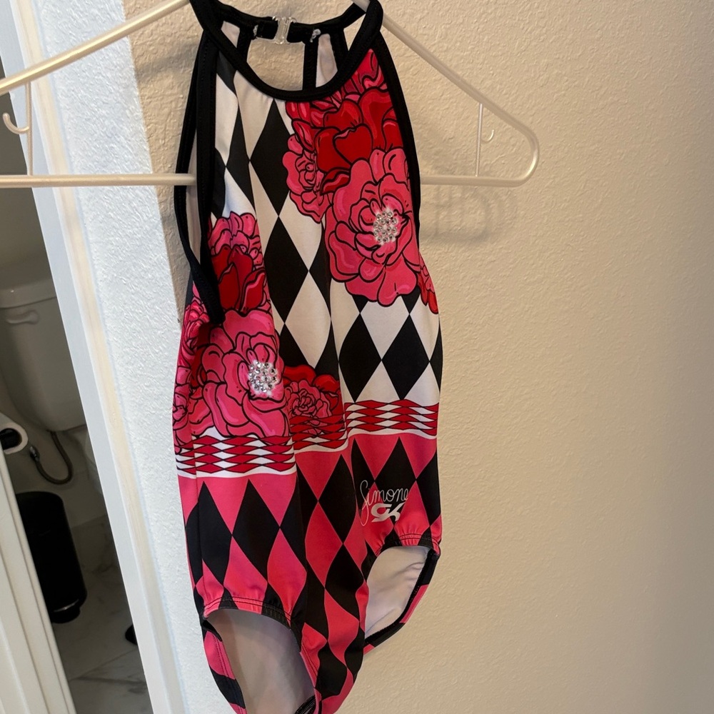GK Simone Biles Floral Checkered Leotard CM